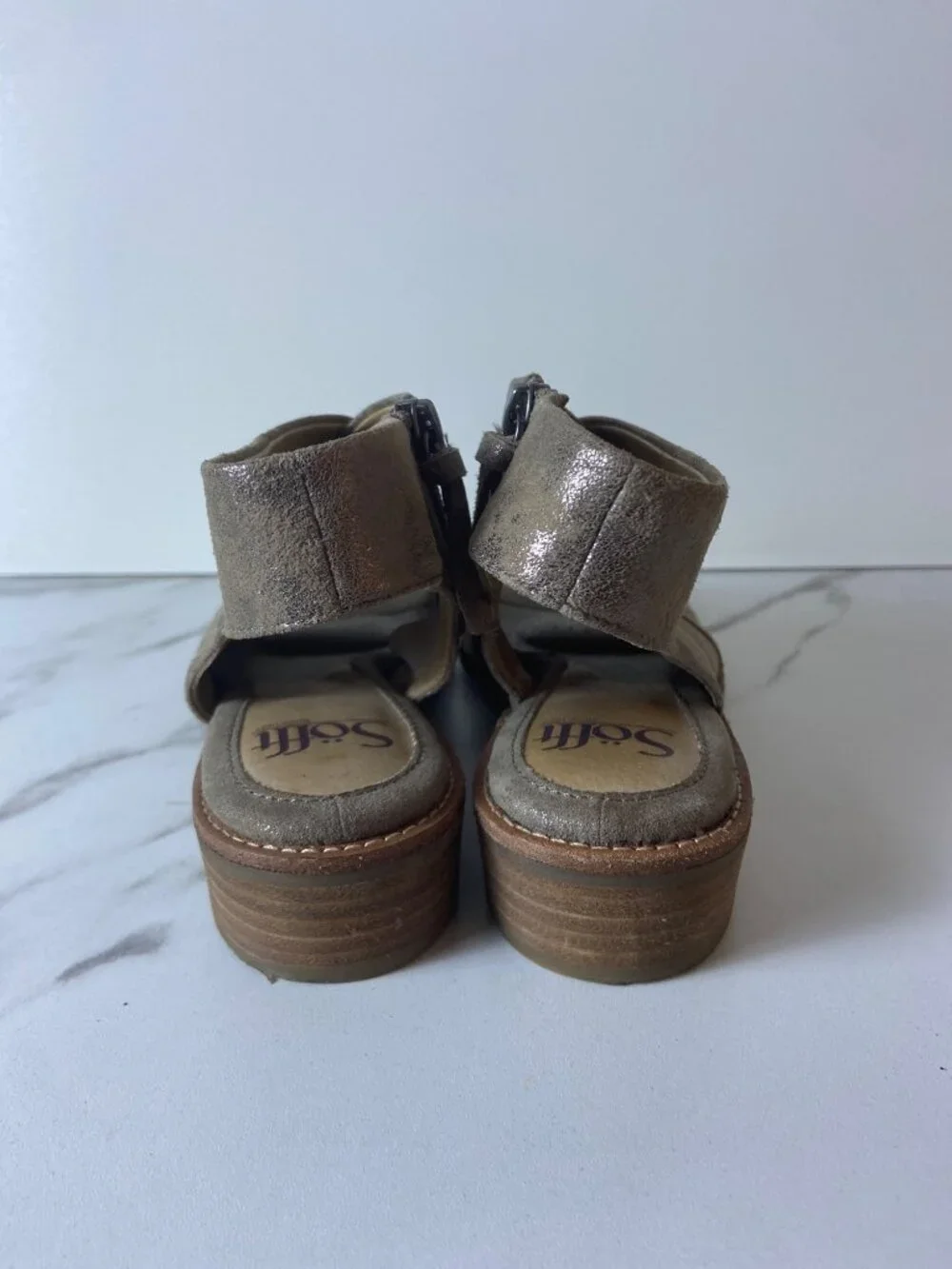 Söfft Natalia Smoke Metallic Suede Sandals Women’s Size 6.5 M